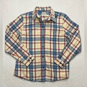 LL Bean Plaid Flannel Shirt Blue Red Cream Women’s Medium
